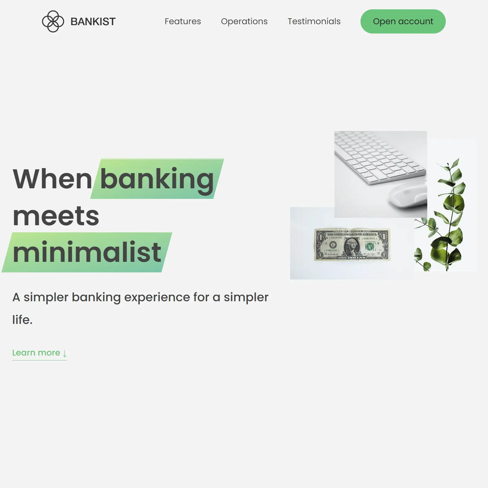 Landing Page for Banking Institution.